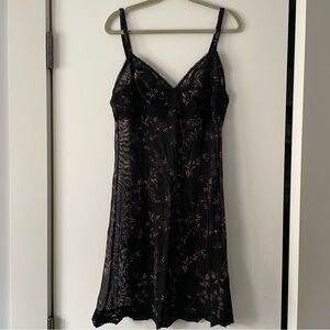 Vintage Black and Pink Floral mesh slip dress